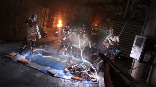 Capture d’écran de Dying Light de plusieurs zombies se faisant électrocuter