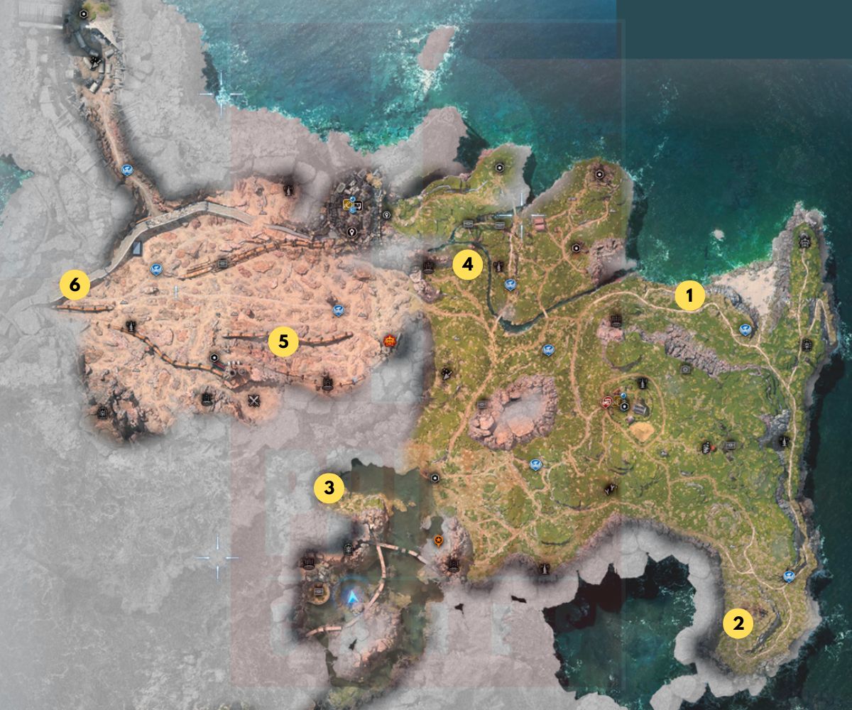 Image des emplacements de Grasslands Fiend Intel dans Final Fantasy 7 Rebirth.