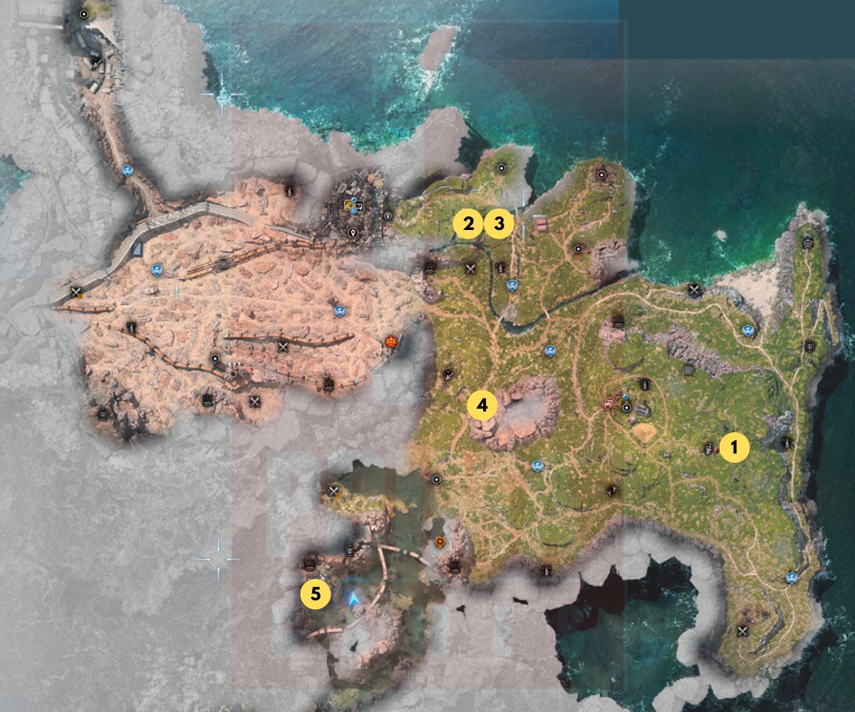 Image des emplacements de la cache des Prairies dans Final Fantasy 7 Rebirth.