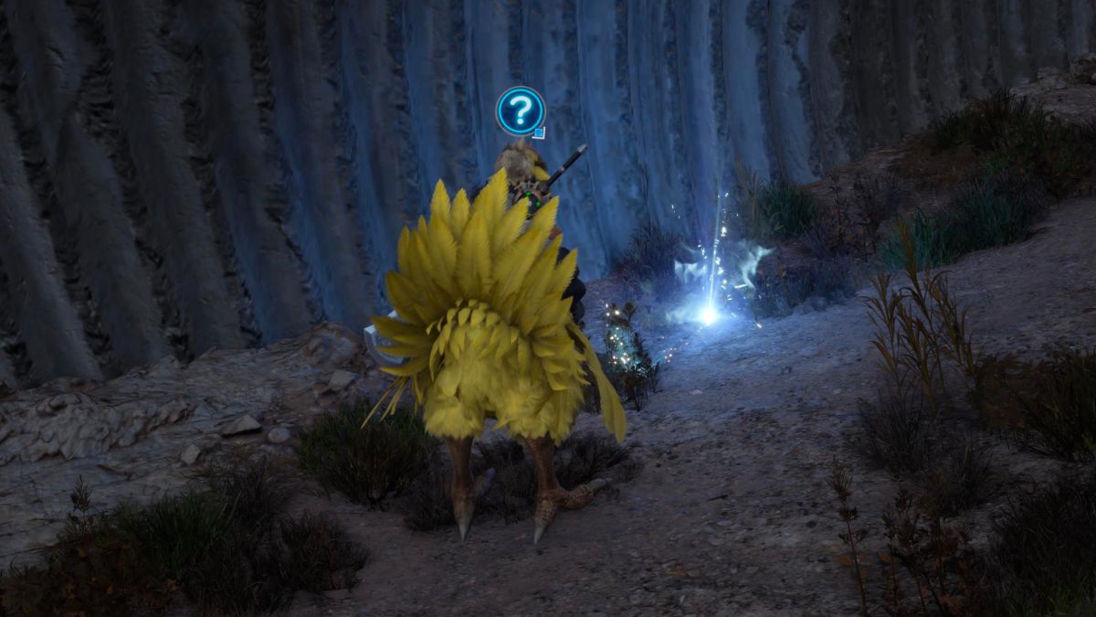 Capture d’écran d’un Chocobo en train de creuser dans Final Fantasy 7 Rebirth.