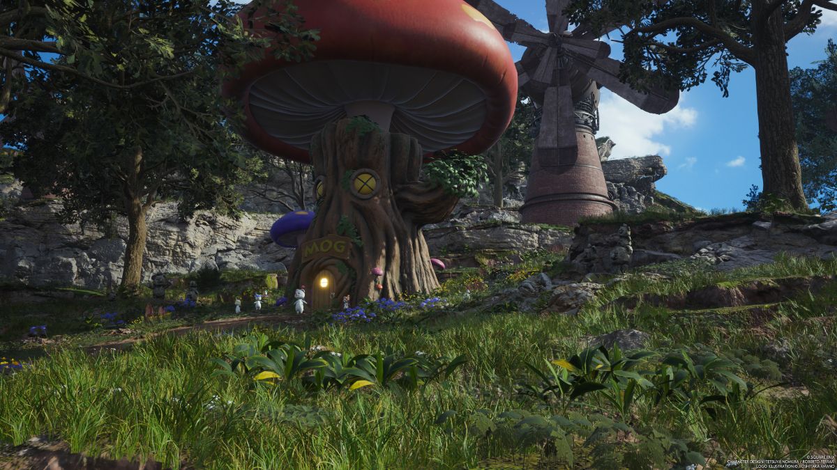 Capture d’écran du Moogle Emporium des Prairies dans Final Fantasy 7 Rebirth.