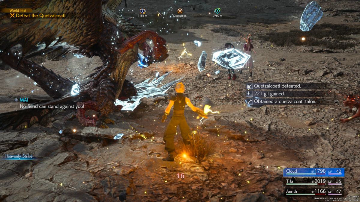 Capture d’écran de la chute de la Griffe de Quetzalcoatl dans Final Fantasy 7 Rebirth.