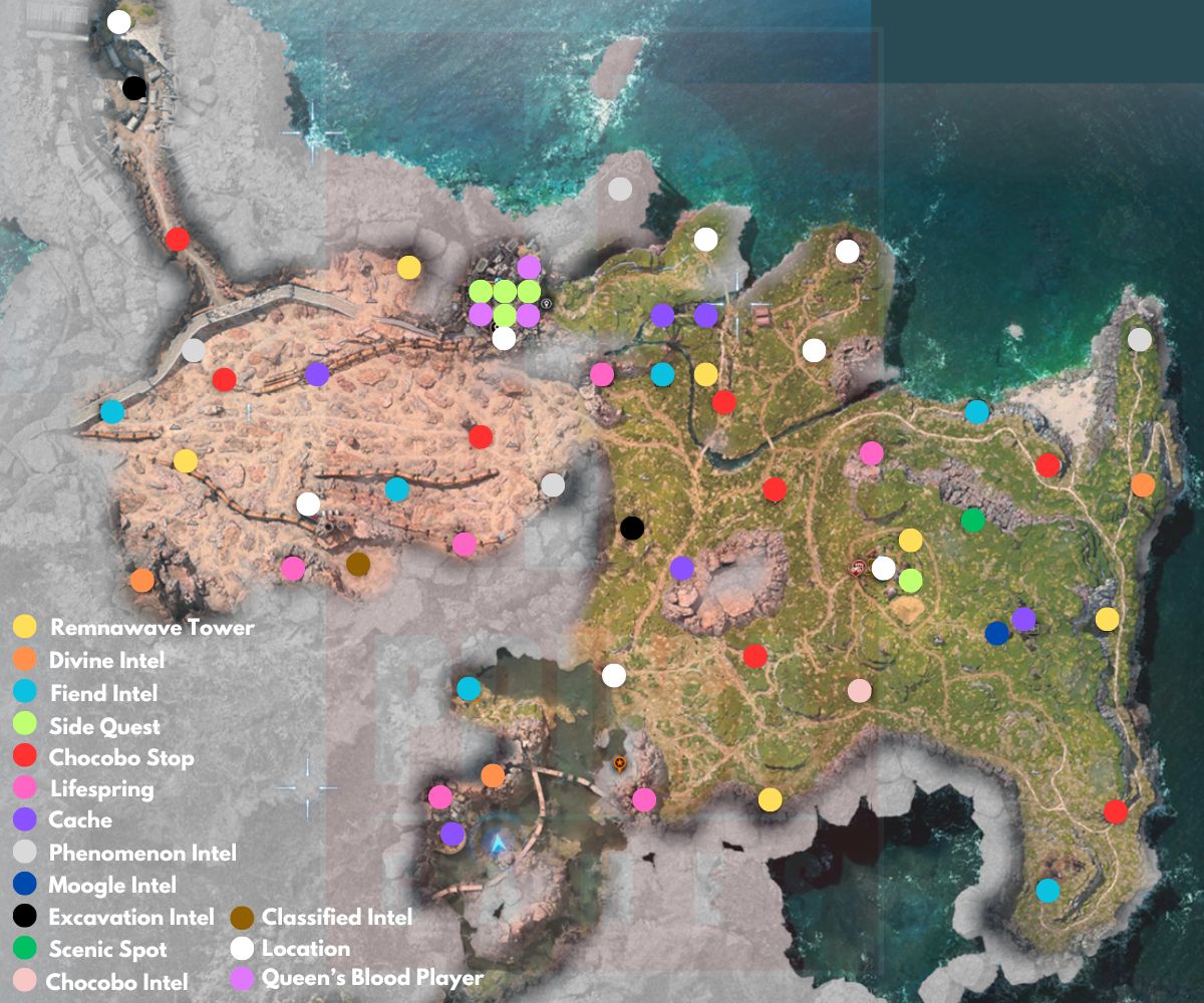 Image des emplacements de la carte des Prairies dans Final Fantasy 7 Rebirth.