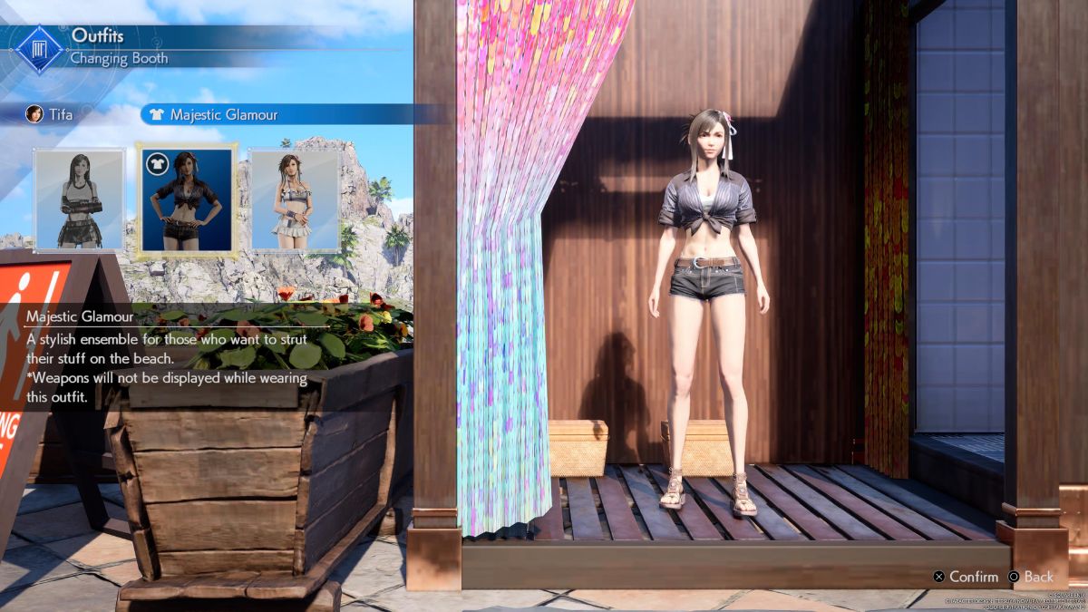 Capture d’écran du maillot de bain Tifa dans Final Fantasy 7 Rebirth.